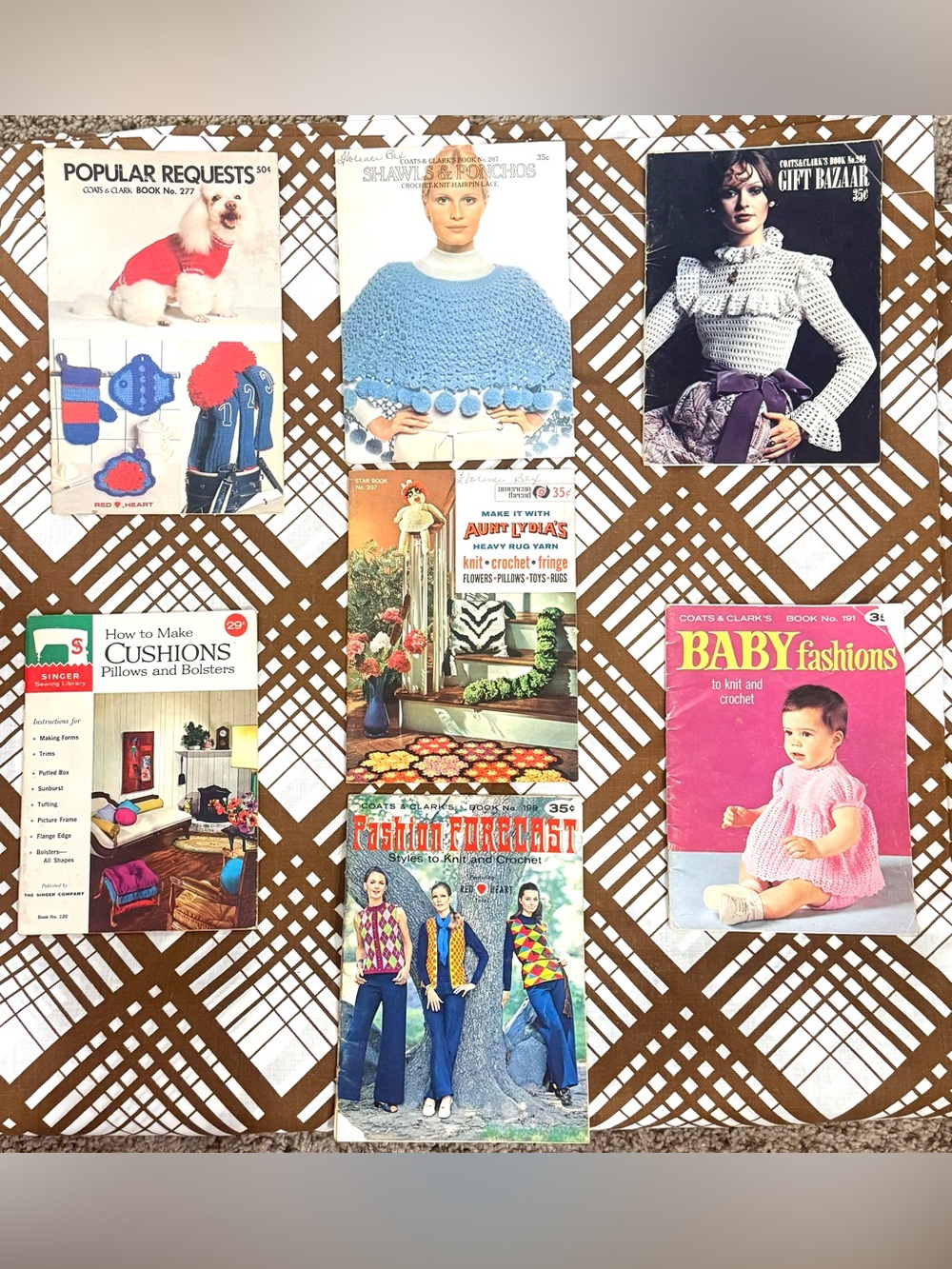 Vintage 60s 70s Crochet Knitting Sewing Pattern Booklets Lot of 7 Coats Clark